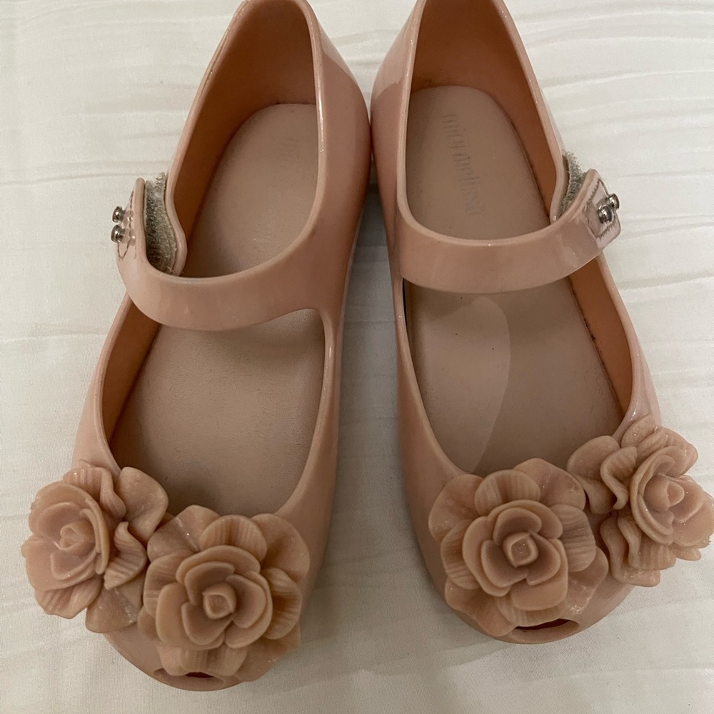 Pink Mary Jane Shoes with Floral Design